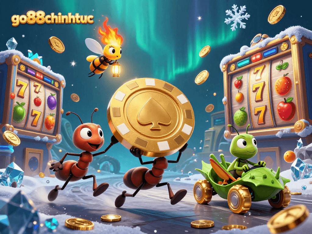 Engage in thrilling slots adventures with go88chinhthuc's cartoon heist scene featuring vibrant characters.