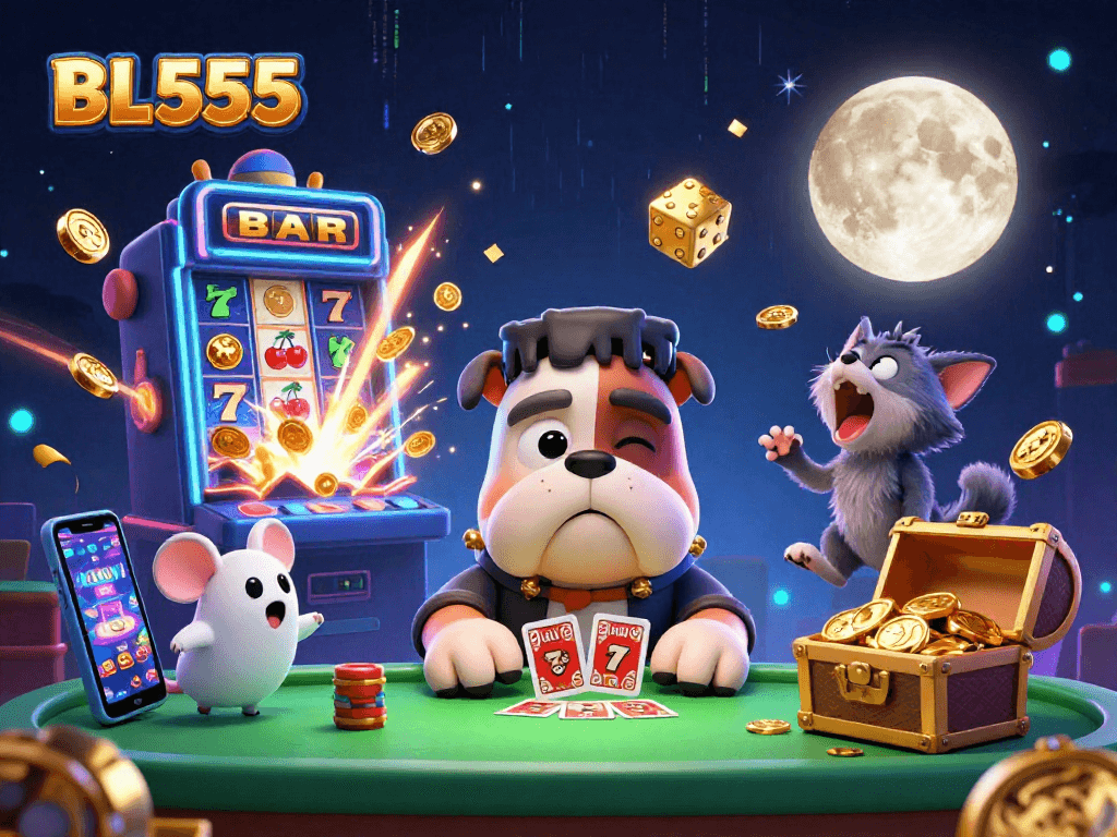 Engage in thrilling gameplay at BL555 with a captivating casino scene featuring colorful elements.