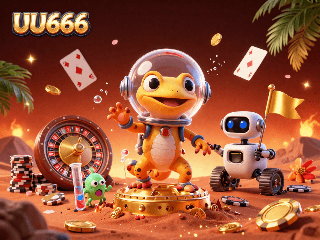 Experience the thrilling world of UU666 with a vibrant Martian casino adventure as gold coins explode.