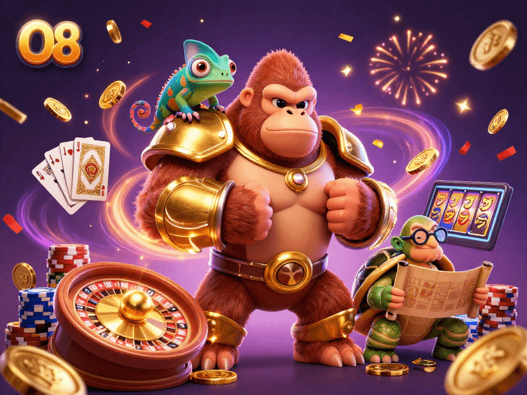 Win big at O8 with thrilling casino adventures featuring golden coins and exciting gameplay.