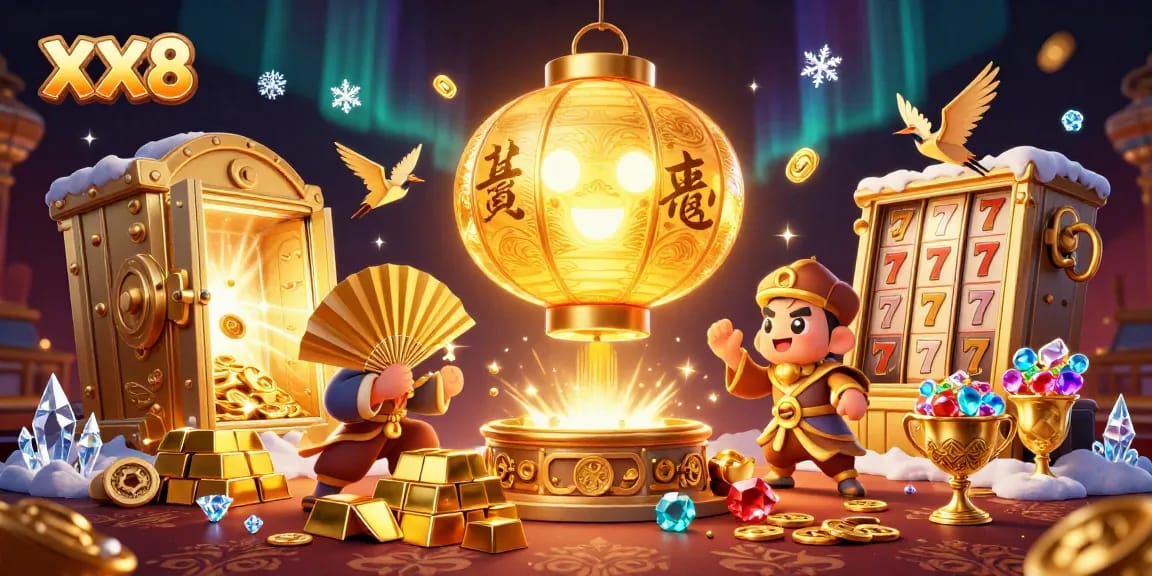 Experience thrilling wins at XX8 casino with golden treasures and enchanting spirits lighting the night.