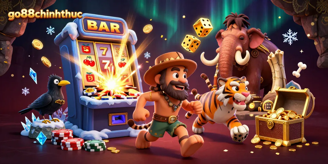 Join the excitement in go88chinhthuc's prehistoric casino with vibrant characters and dazzling slot adventures!