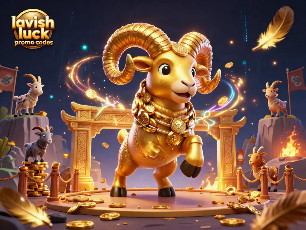 Win big with lavish luck promo codes at a vibrant 3D casino scene filled with excitement.