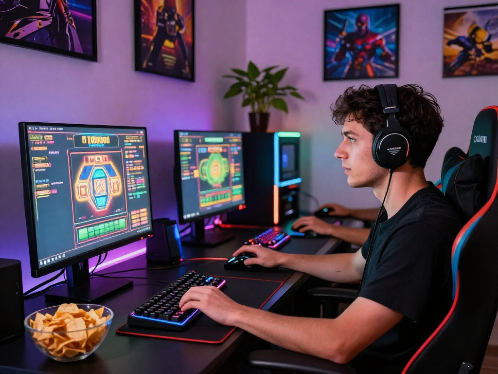 Pengalaman bermain slot7000 di ruang permainan modern dengan pencahayaan RGB