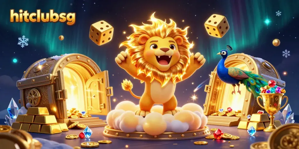Hitclubsg showcases thrilling gambling adventures with golden treasures and vibrant characters.
