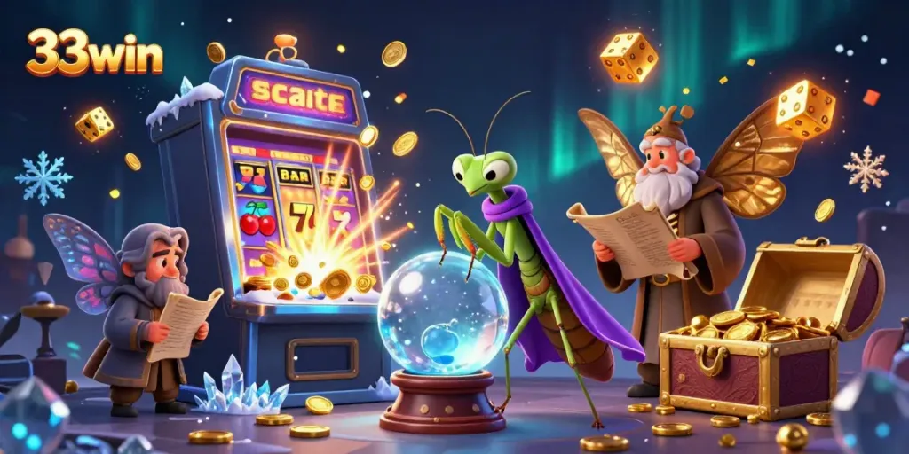 Experience fortune tellers and jackpots at 33win with a mystical 3D illustration.