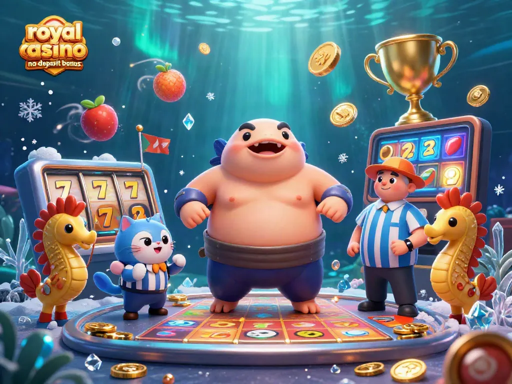Experience the excitement of royal ace casino no deposit bonus with vibrant underwater characters and dynamic casino elements.