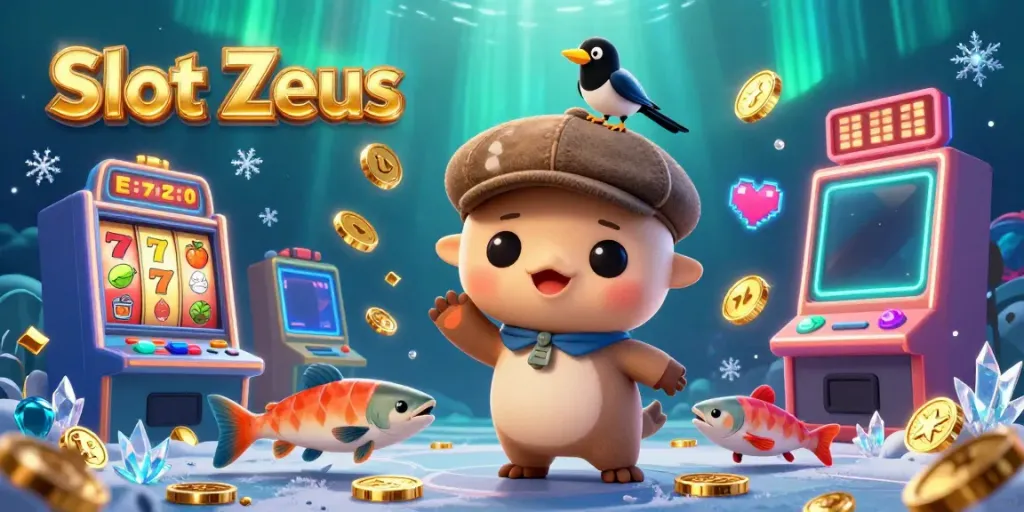 Slot Zeus memukau dengan mesin slot berputar dan karakter lucu yang menggoda keberuntungan.