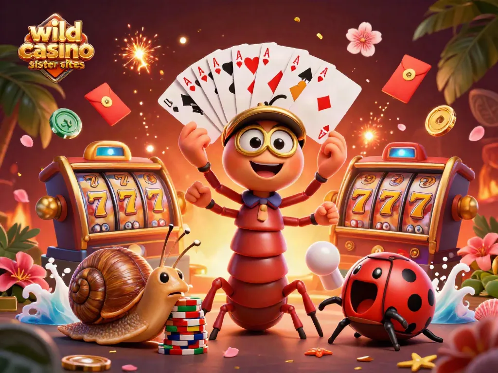 Experience the excitement of wild casino sister sites with an energetic casino scene featuring a millipede dealer and high-stakes elements.