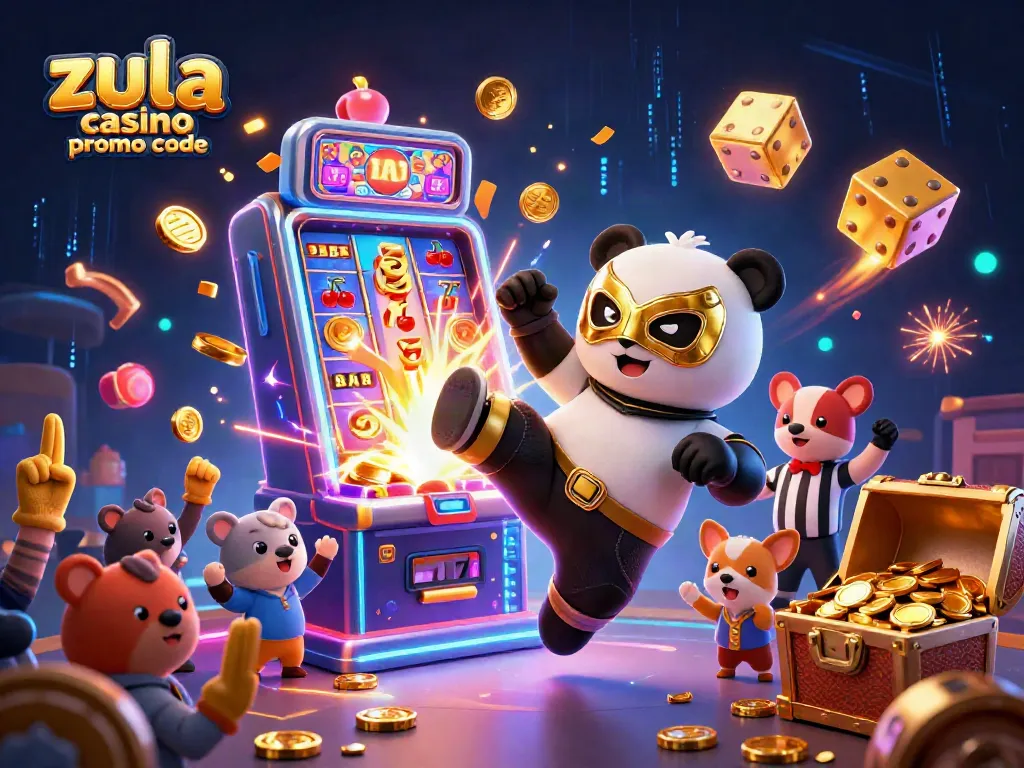 Experience the excitement of Zula Casino promo code, with a vibrant illustration showcasing dynamic casino elements and characters.