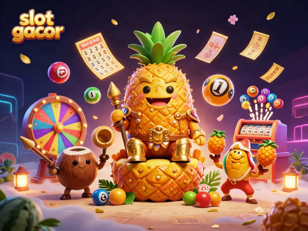 Slot gacor dengan raja nanas emas dan elemen permainan kasino yang menarik.