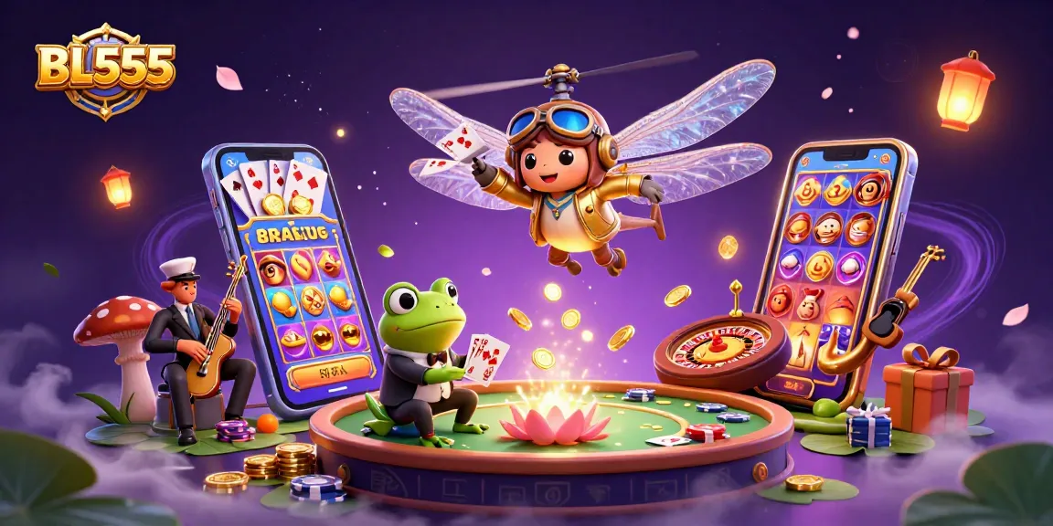 Engage with exciting games at BL555 as vibrant characters come to life in an interactive gambling scene.
