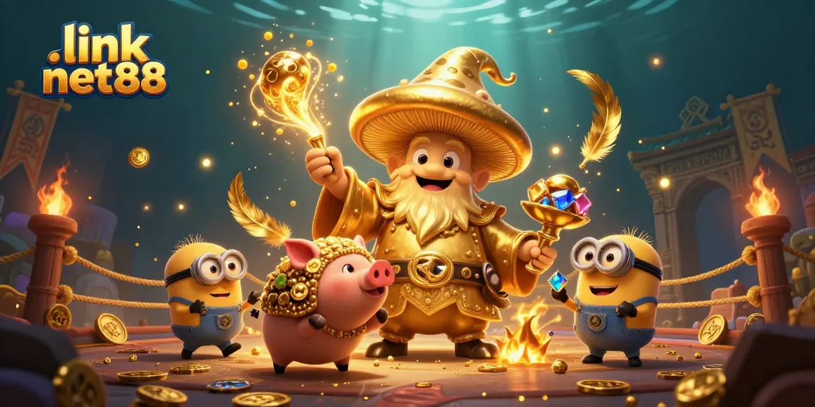 Experience thrilling gameplay with link net88 as a golden wizard and his treasure-hunting pig bring luck to players.