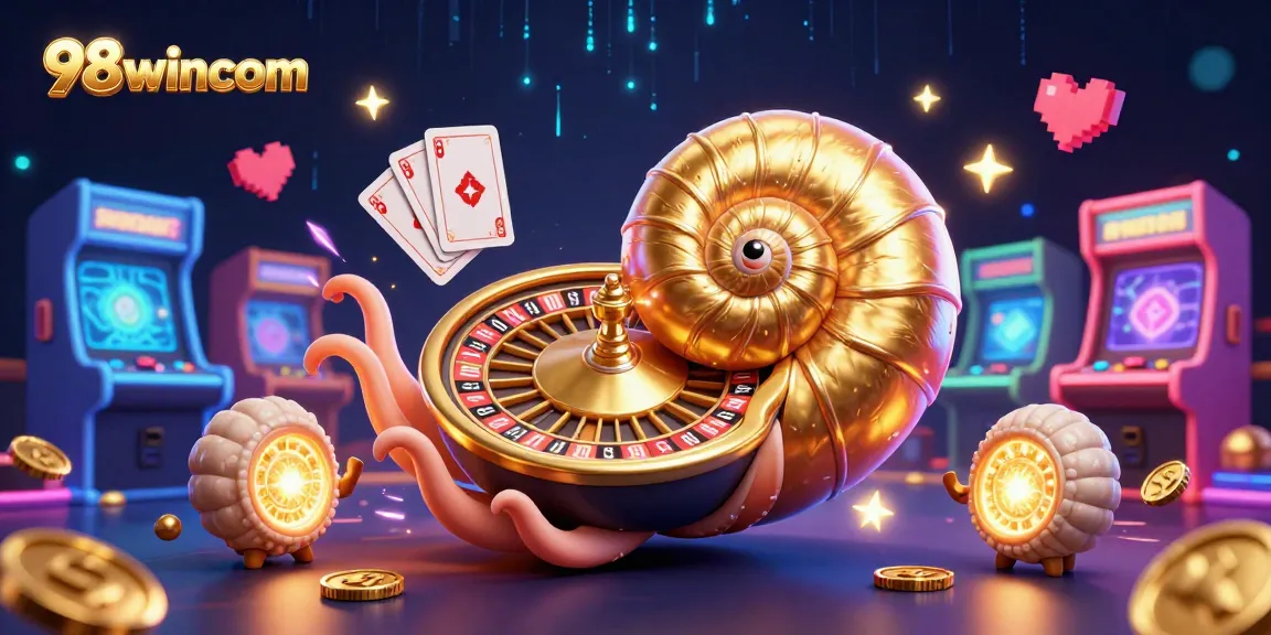 Experience thrilling gaming with 98wincom's animated nautilus, roulette, and arcade elements!