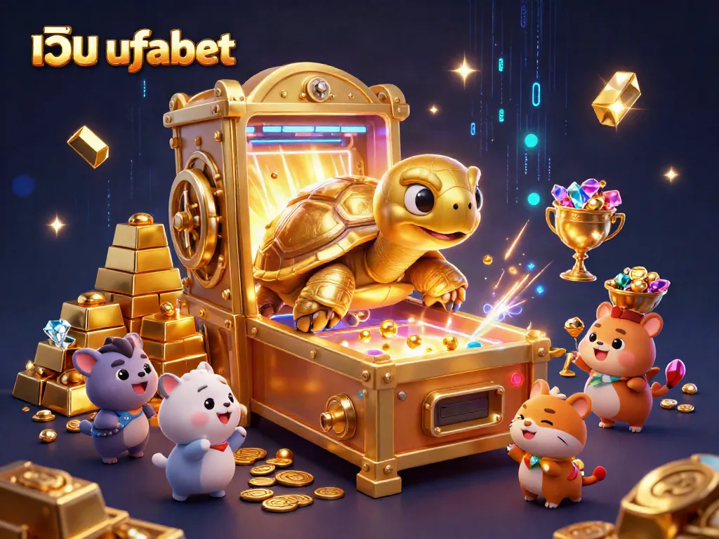 Experience the thrill of เว็บ ufabet with a dynamic 3D gambling scene bursting with treasures and excitement.