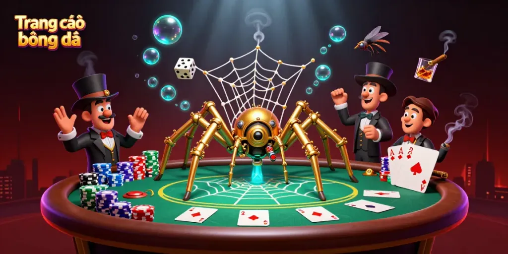 Engage with Trang cá độ bóng đá in a dynamic 3D scene featuring steampunk themes and vibrant casino elements.
