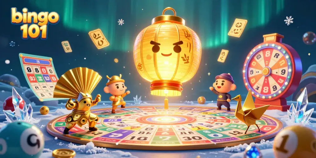 Engage with bingo 101 in a vibrant 3D scene featuring bingo elements and enchanting characters.