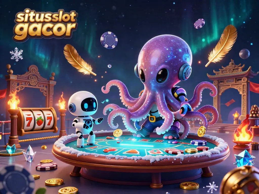 Experience the excitement of situs slot gacor in an imaginative alien casino scene with vibrant characters.