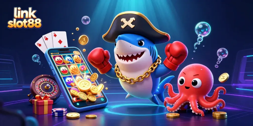 Mainkan slot gacor di link slot88 dengan ilustrasi karakter lucu dan elemen kasino menarik