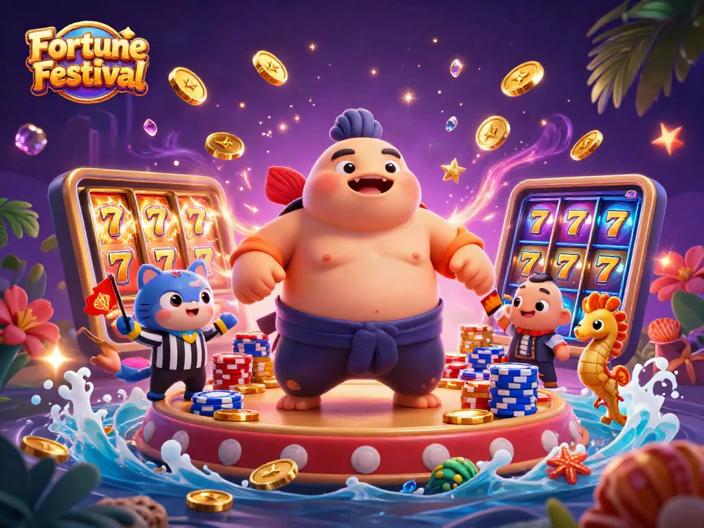 การเล่น Fortune Festival พร้อมด้วยปลาฟูกับแมวน้ำในซุ้มเจ้าแทน, กับเหรียญทองผสมด้วยความตื่นเต้น