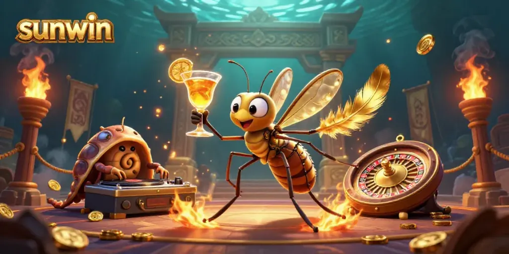 Engage with sunwin's dynamic casino experience featuring vibrant characters and thrilling game elements.