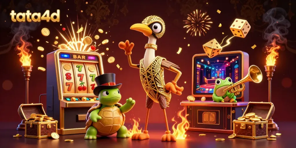 Experience the vibrant gameplay of tata4d with exciting visuals of slots, coins, and casino elements.