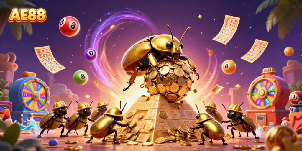 Celebrate your wins with AE88's golden coins and thrilling gaming elements.