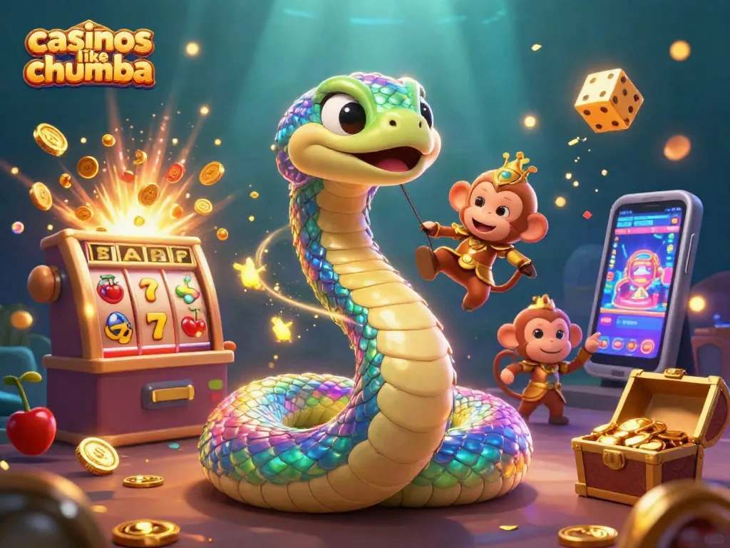 Win big with casinos like Chumba in this vibrant illustration of dynamic gaming elements.