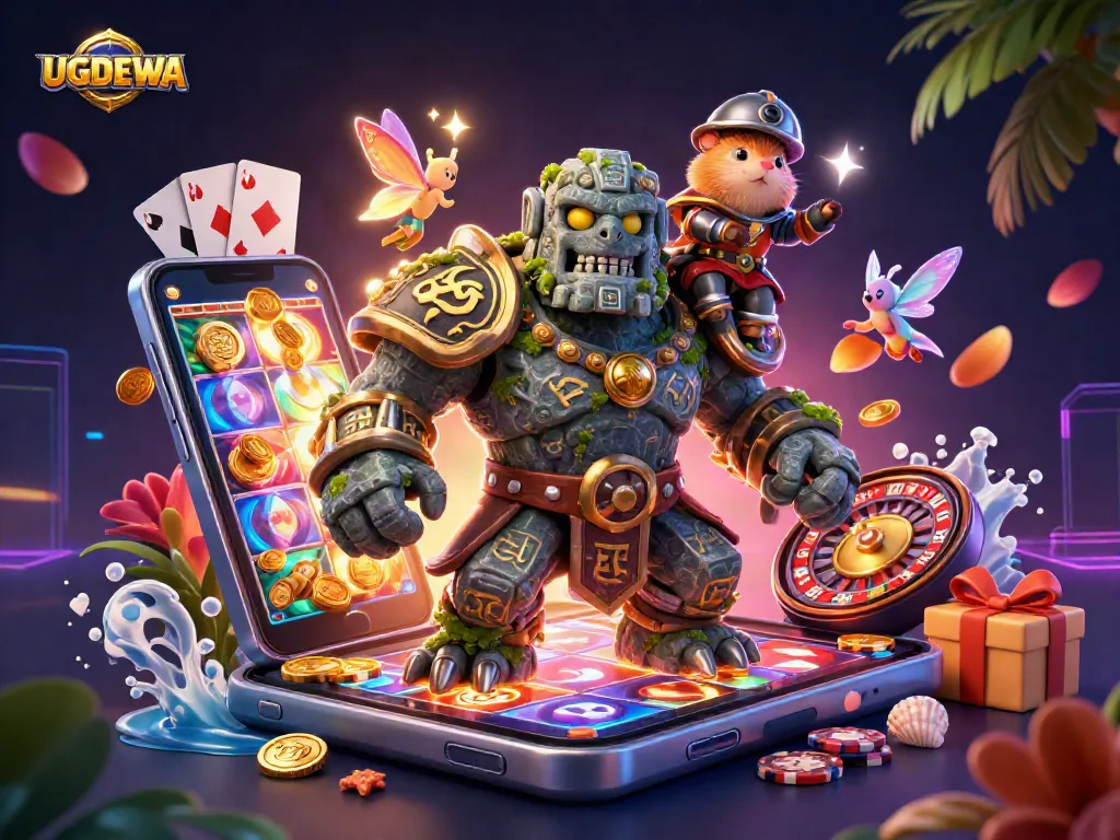 Experience the excitement of UGDEWA's dynamic slot game with magical characters and vibrant casino elements.
