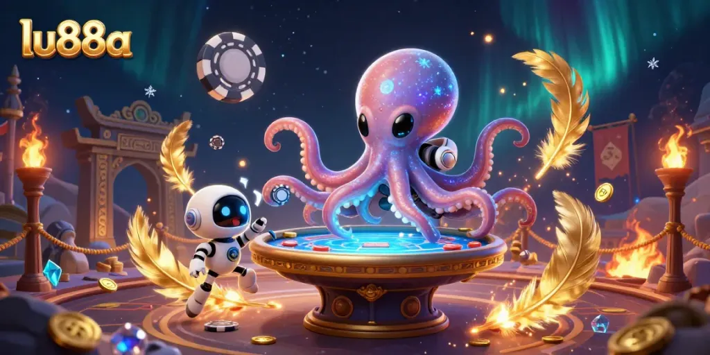 Engage in thrilling gameplay at lu88a with our intergalactic alien poker showdown, enhanced with vibrant casino elements.
