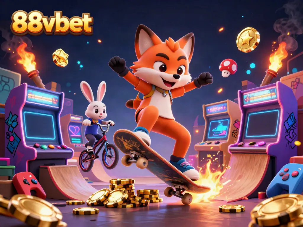 Experience the thrill of 88vbet with a vibrant casino-themed 3D illustration showcasing exciting game elements.