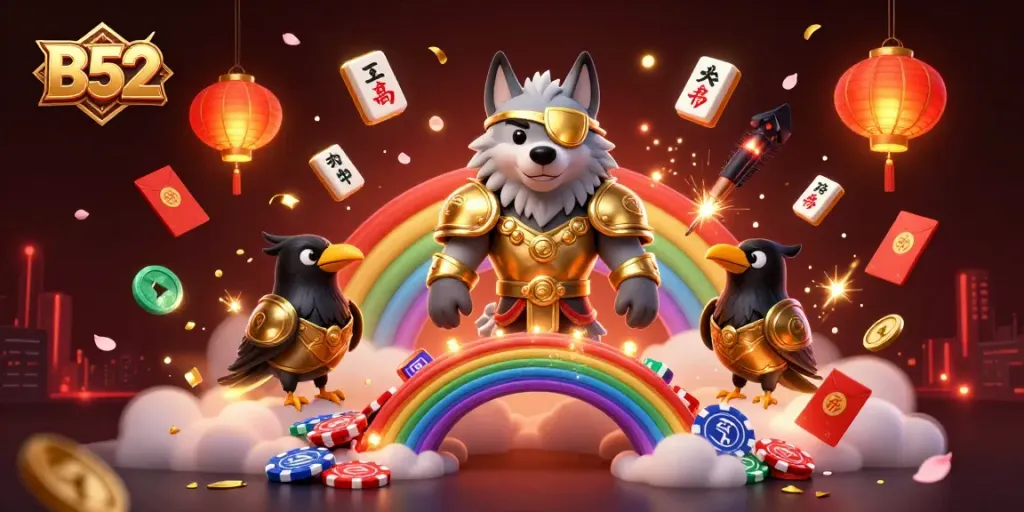 Experience the thrill of B52 gaming with vibrant Norse mythology elements and casino treasures.