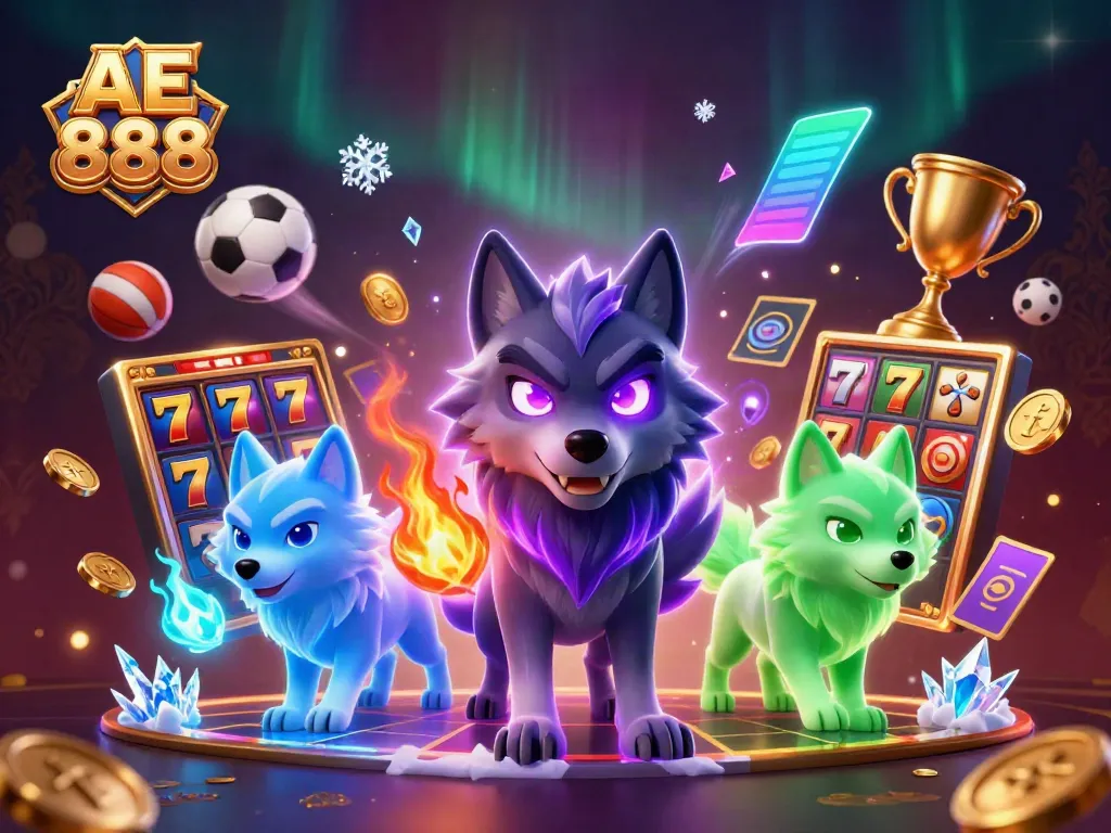 Engage with the AE 888 casino adventure surrounded by dynamic game elements and spirited characters.