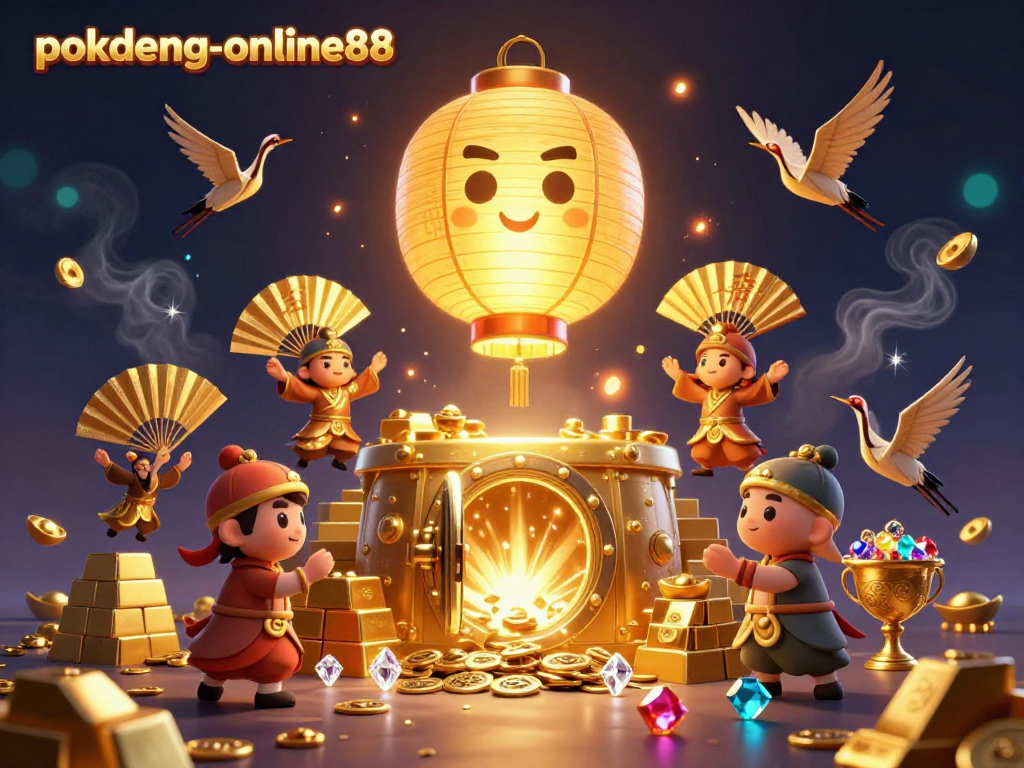 Engage with the immersive Pok Deng experience at pokdeng-online88, featuring dynamic golden elements and vibrant characters.