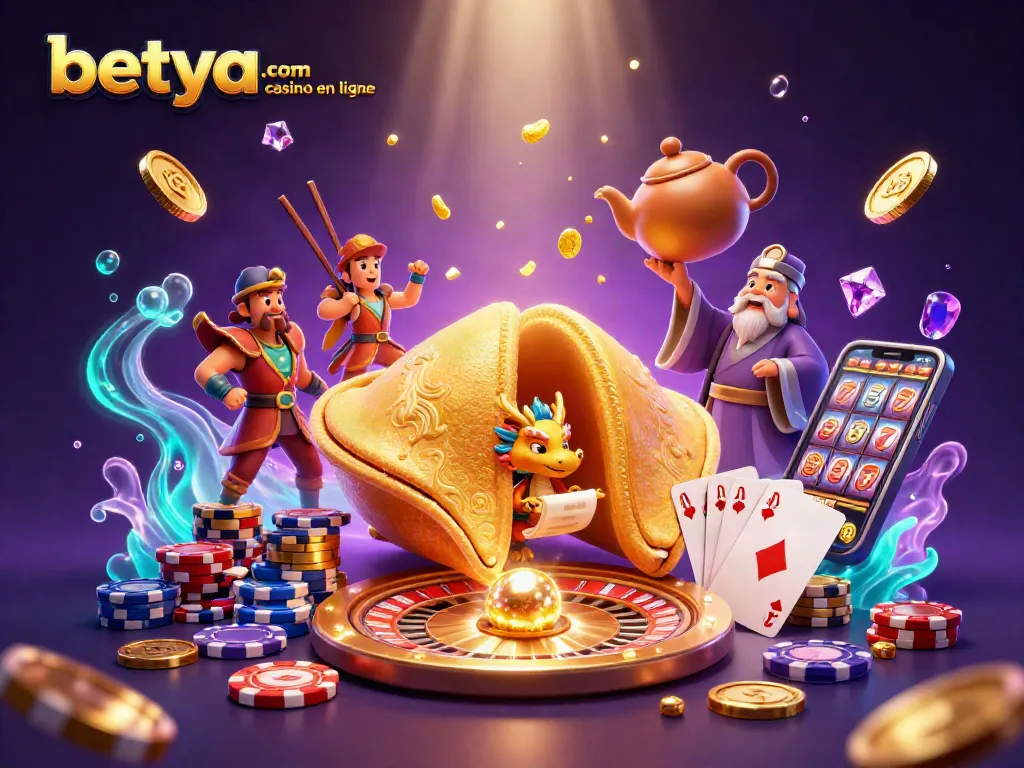 Engage with exciting games at betya.com casino en ligne, featuring vibrant 3D illustration elements.