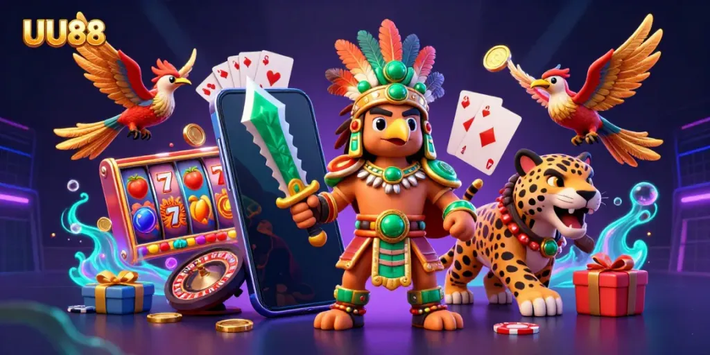 Experience the excitement at UU88 with vibrant slots, 3D characters, and dynamic game elements.